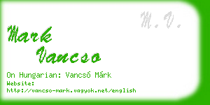 mark vancso business card